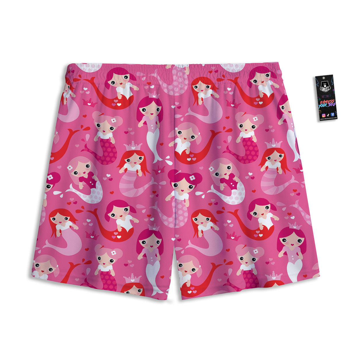 Girly Mermaid Pink Print Pattern Mesh Shorts