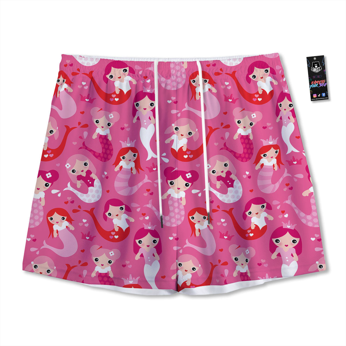 Girly Mermaid Pink Print Pattern Mesh Shorts