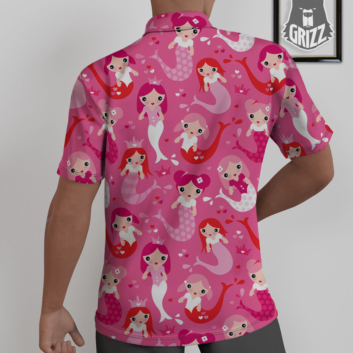 Girly Mermaid Pink Print Pattern Untucked Shirts-grizzshop