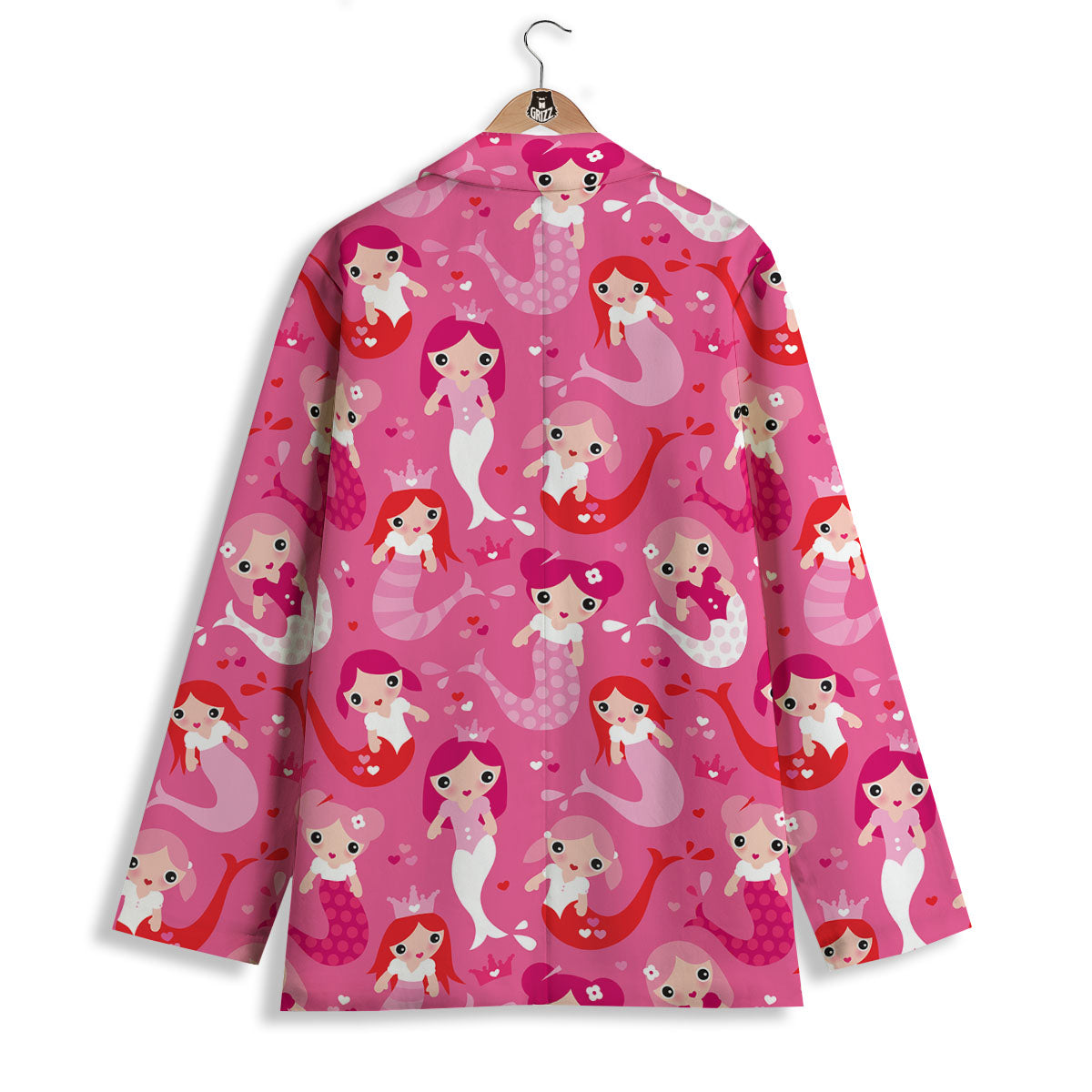 Girly Mermaid Pink Print Pattern Women's Blazer-grizzshop