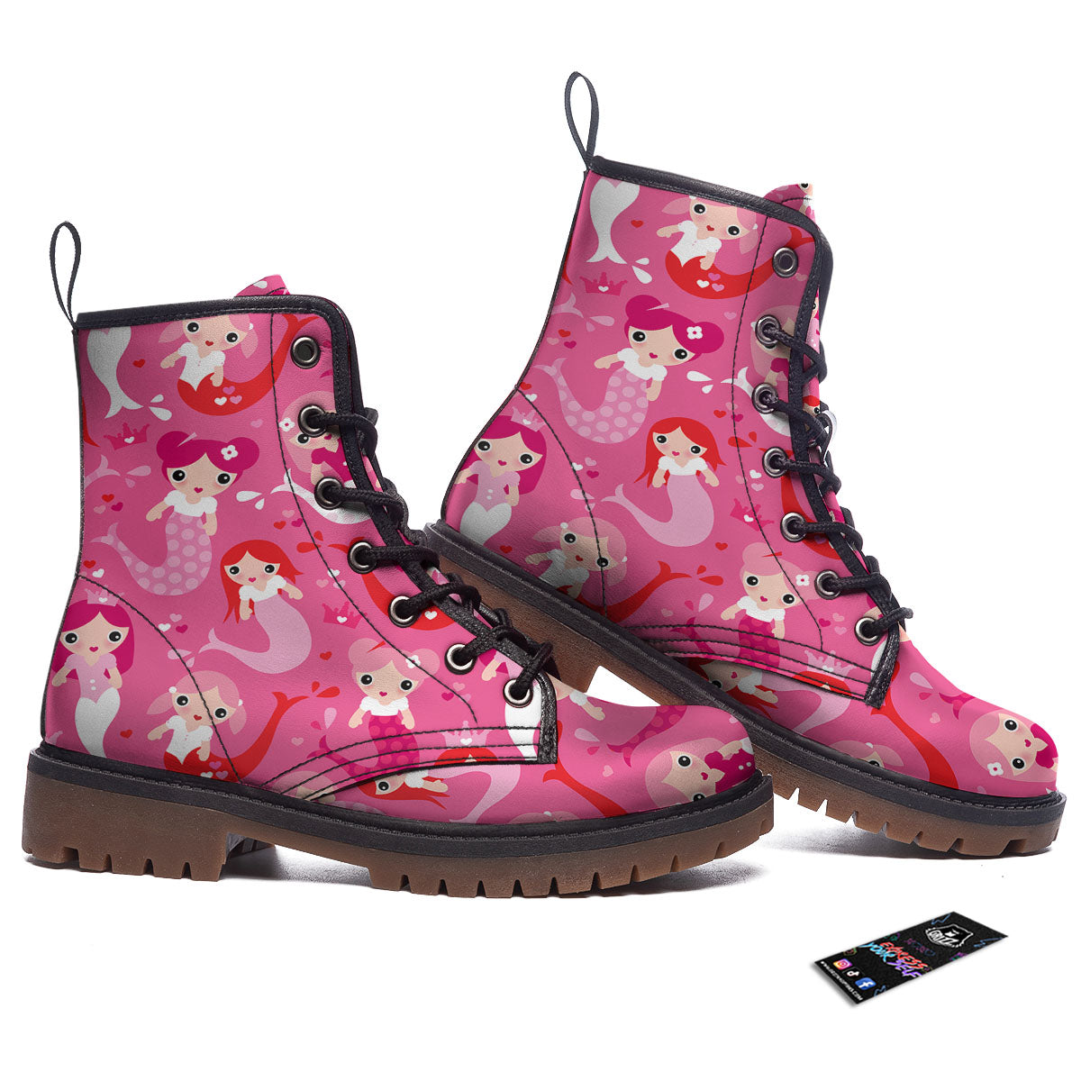 Girly Mermaid Pink Print Pattern Work Boots-grizzshop