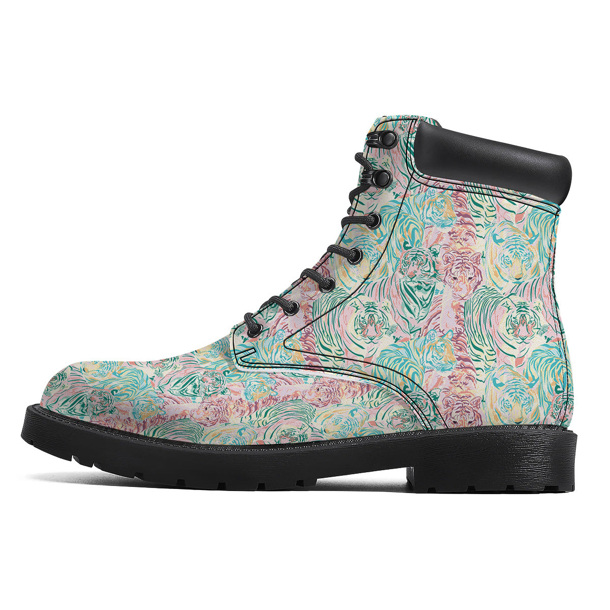 Girly Tigers Pastel Print Pattern Boots-grizzshop