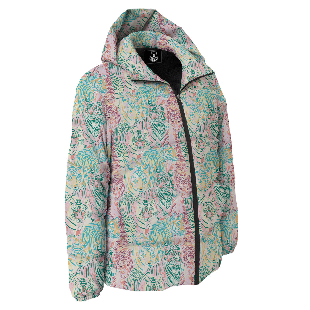 Girly Tigers Pastel Print Pattern Down Jacket-grizzshop