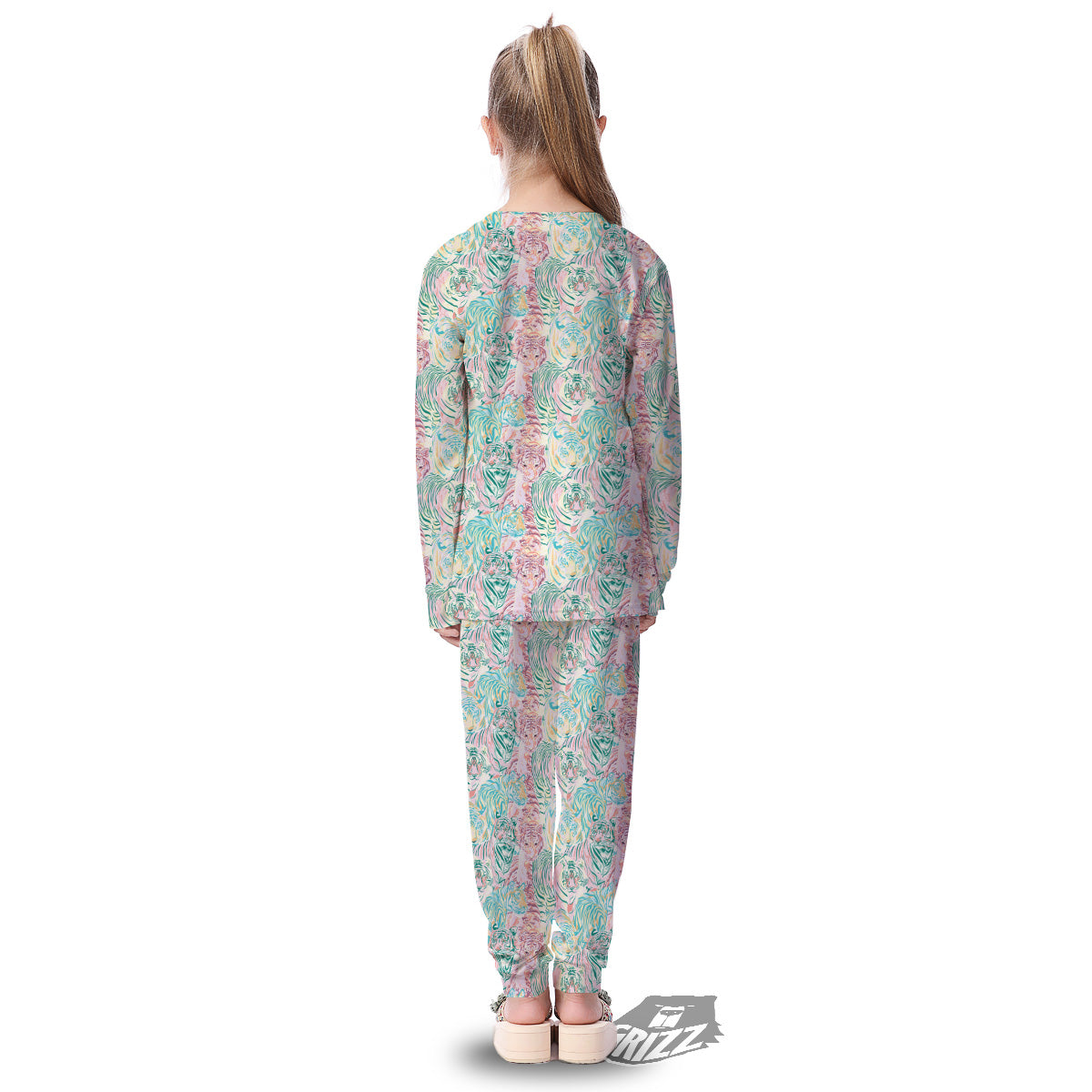 Girly Tigers Pastel Print Pattern Kid's Pajamas-grizzshop