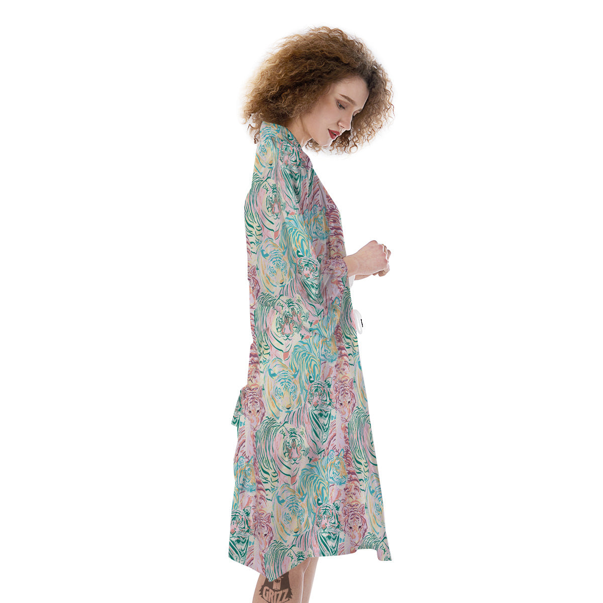 Girly Tigers Pastel Print Pattern Kimono-grizzshop