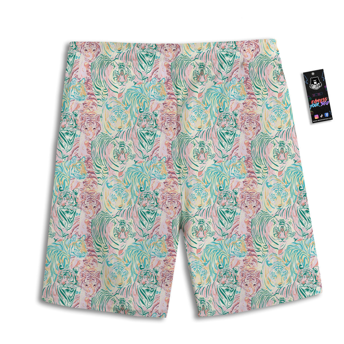 Girly Tigers Pastel Print Pattern Men's Athletic Shorts