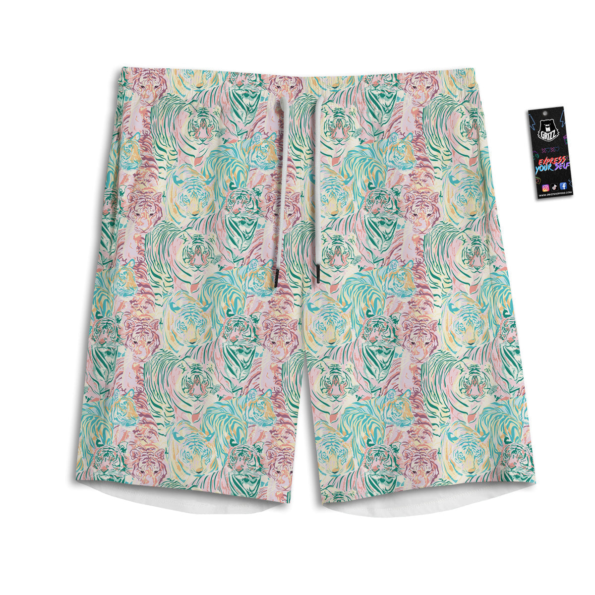 Girly Tigers Pastel Print Pattern Men's Athletic Shorts