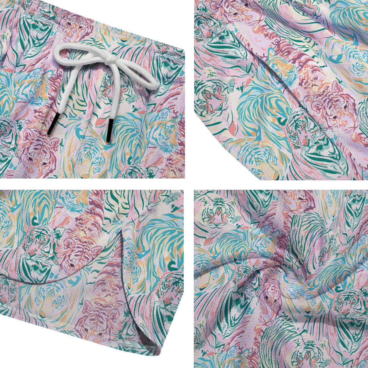 Girly Tigers Pastel Print Pattern Men's Running Shorts-grizzshop