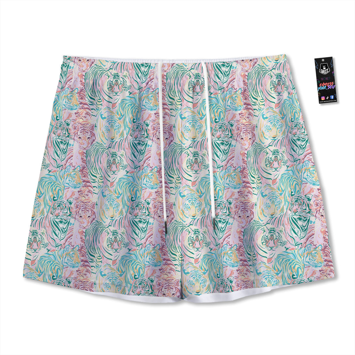 Kaleidoscope Lights Gold Print Mesh Shorts