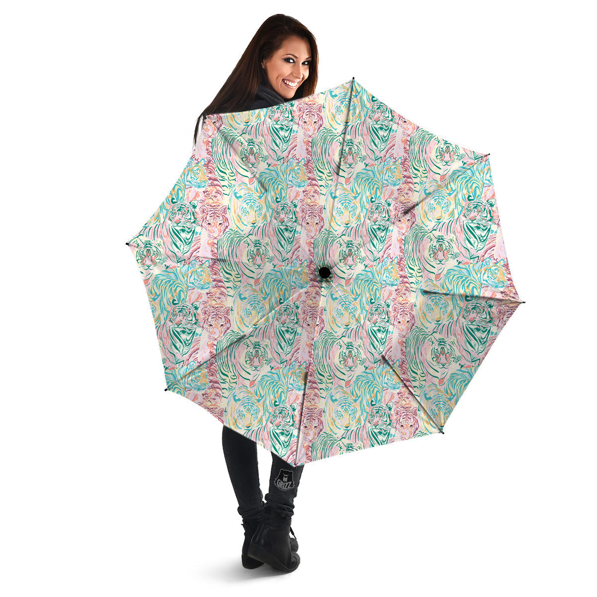 Girly Tigers Pastel Print Pattern Umbrella-grizzshop