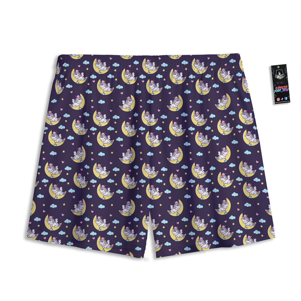 Girly Unicorn Night Print Pattern Mesh Shorts