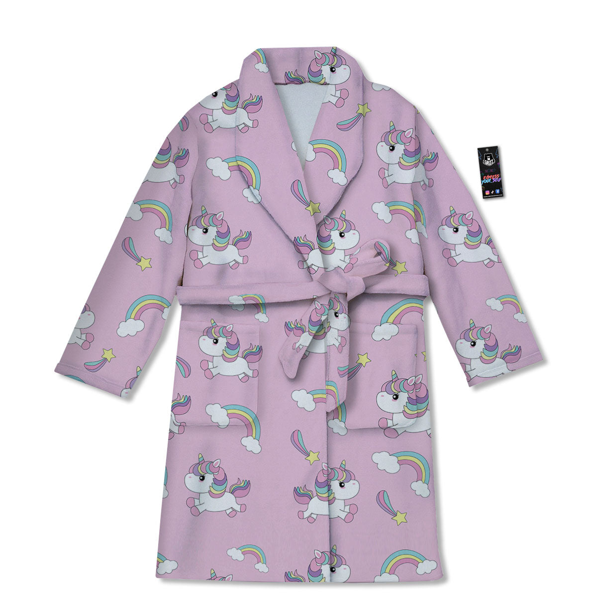 Girly Unicorn Pink Print Pattern Bathrobe-grizzshop