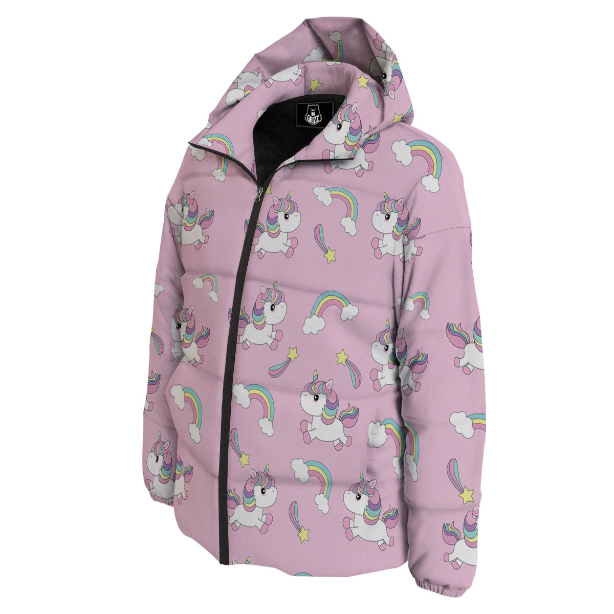 Girly Unicorn Pink Print Pattern Down Jacket-grizzshop