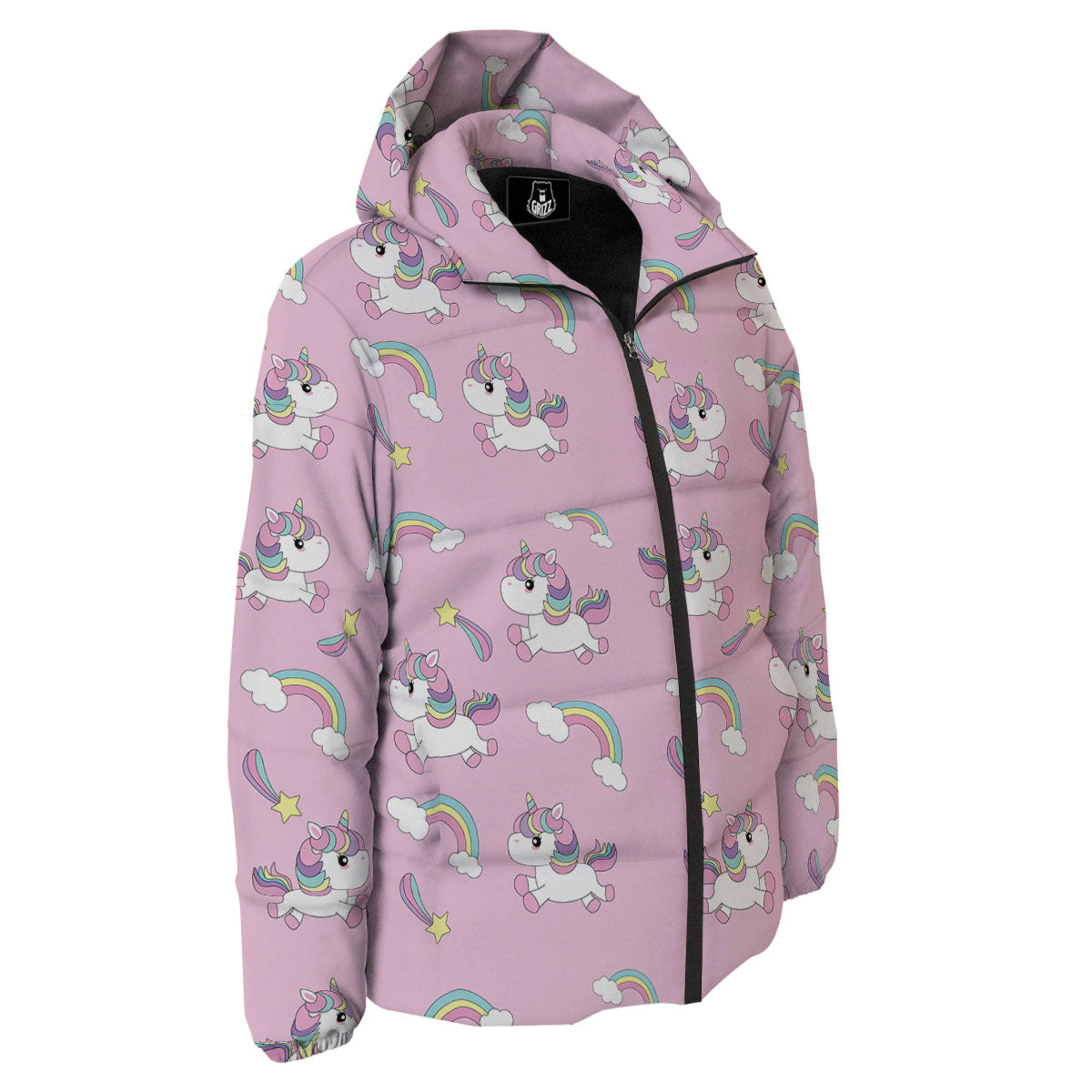 Girly Unicorn Pink Print Pattern Down Jacket-grizzshop