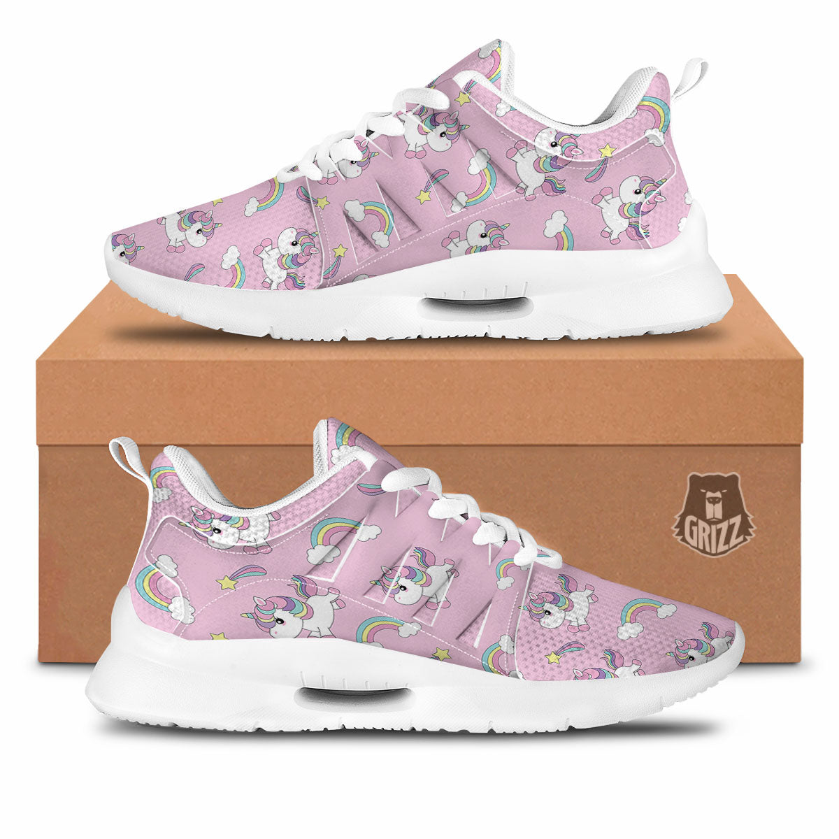 Girly Unicorn Pink Print Pattern Tennis Shoes-grizzshop