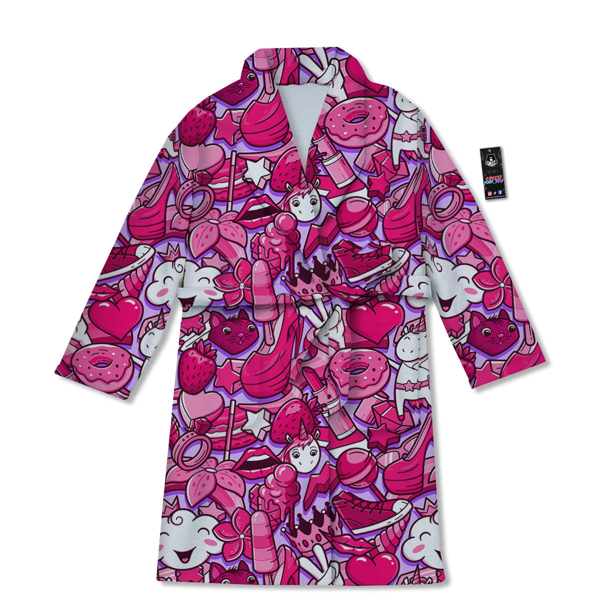 Girly Unicorn Purple Print Pattern Bathrobe-grizzshop