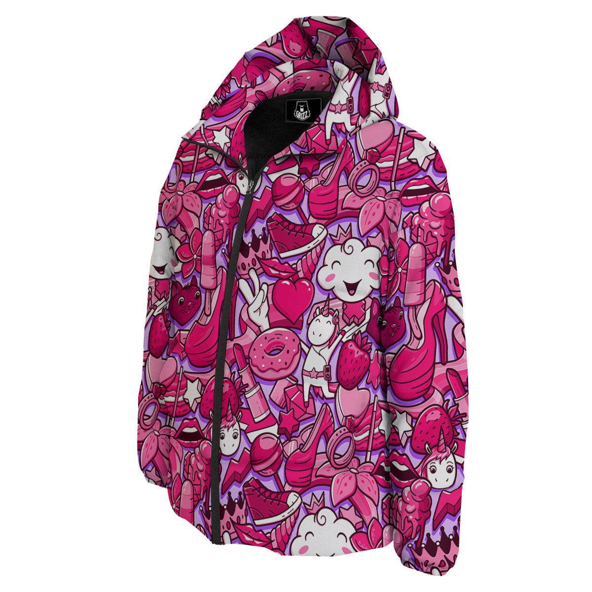Girly Unicorn Purple Print Pattern Down Jacket-grizzshop