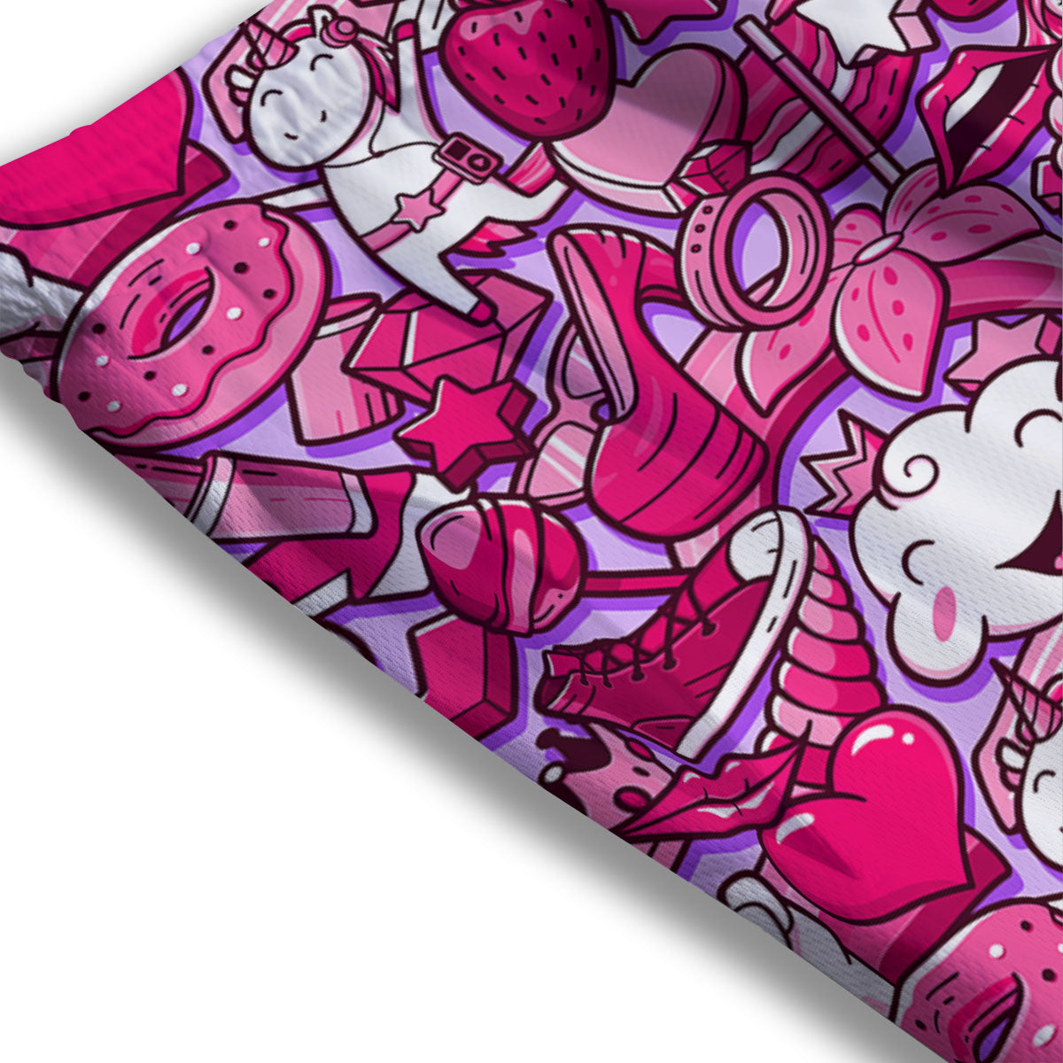 Girly Unicorn Purple Print Pattern Mesh Shorts
