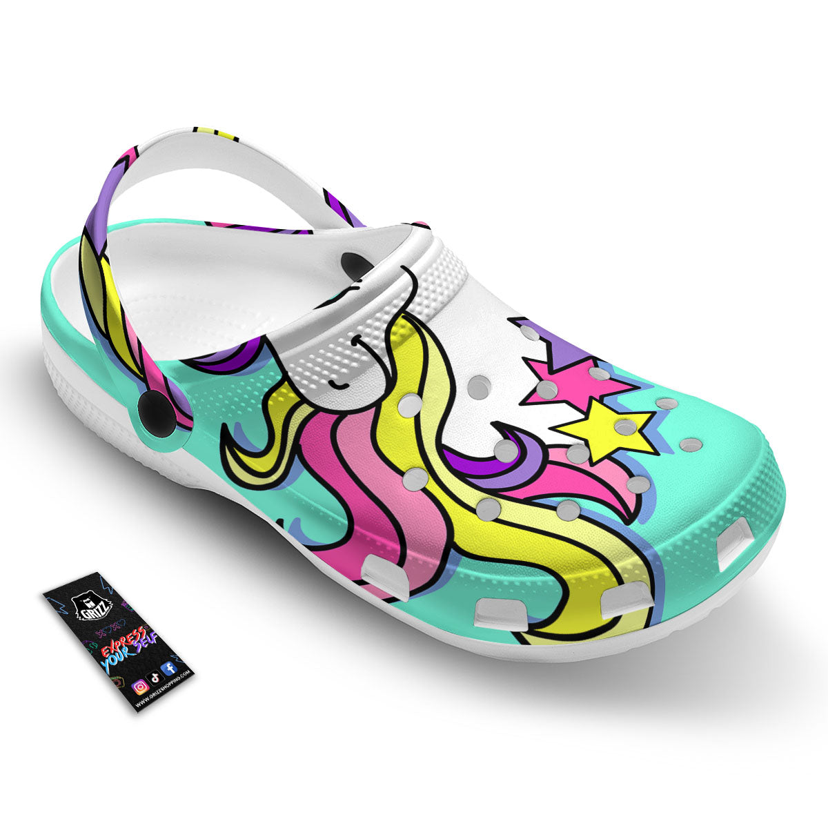 Girly Unicorn Teal Print Clog-grizzshop