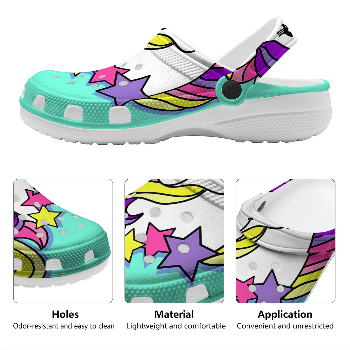 Girly Unicorn Teal Print Clog-grizzshop
