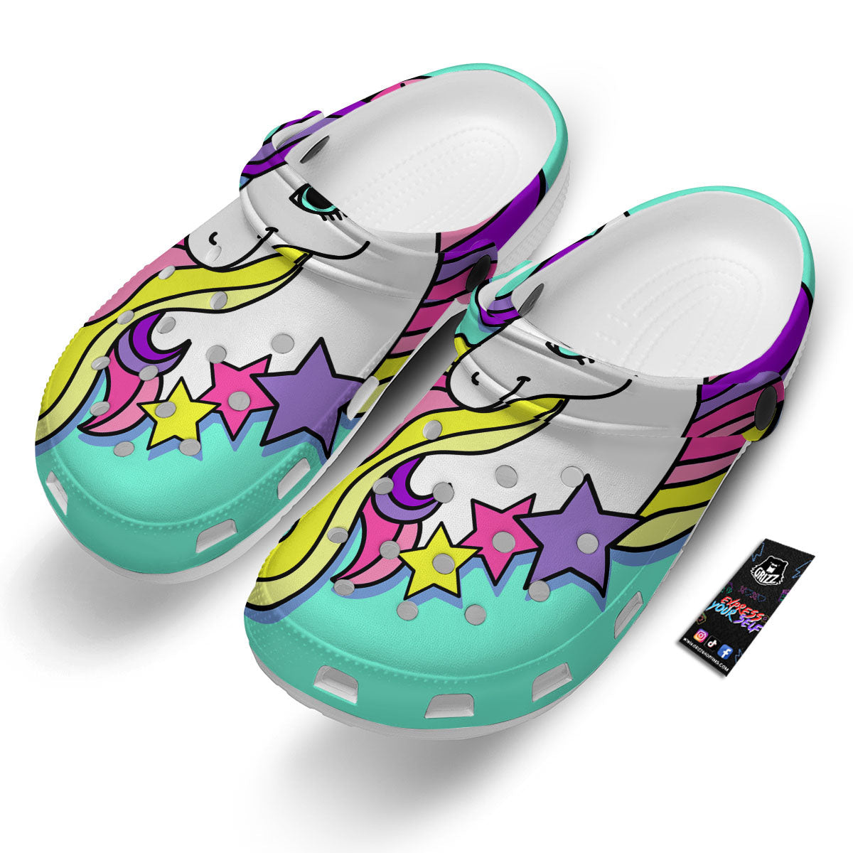 Girly Unicorn Teal Print Clog-grizzshop