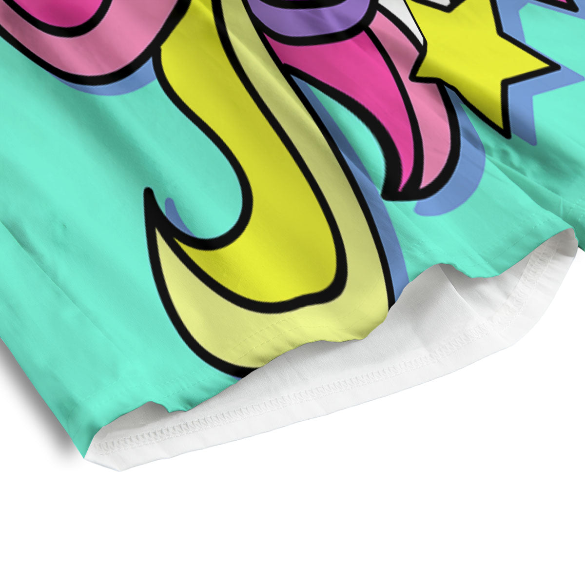 Girly Unicorn Teal Print Men's Athletic Shorts
