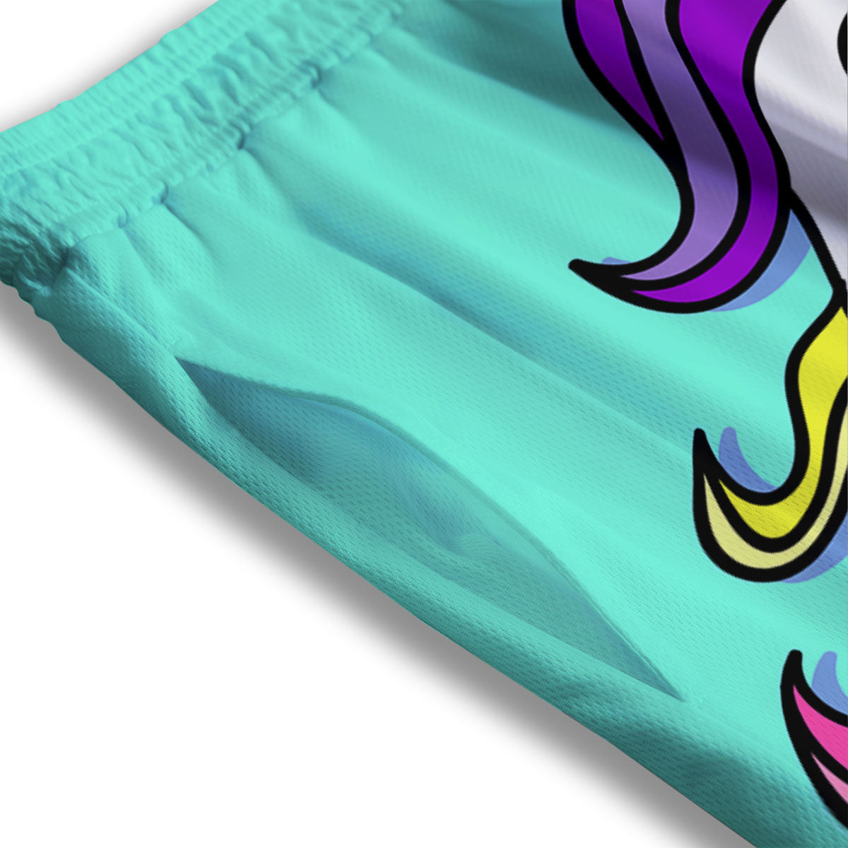 Girly Unicorn Teal Print Mesh Shorts