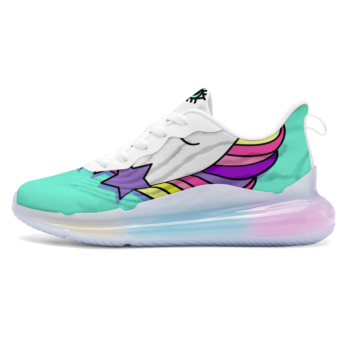 Girly Unicorn Teal Print Running Sneakers-grizzshop