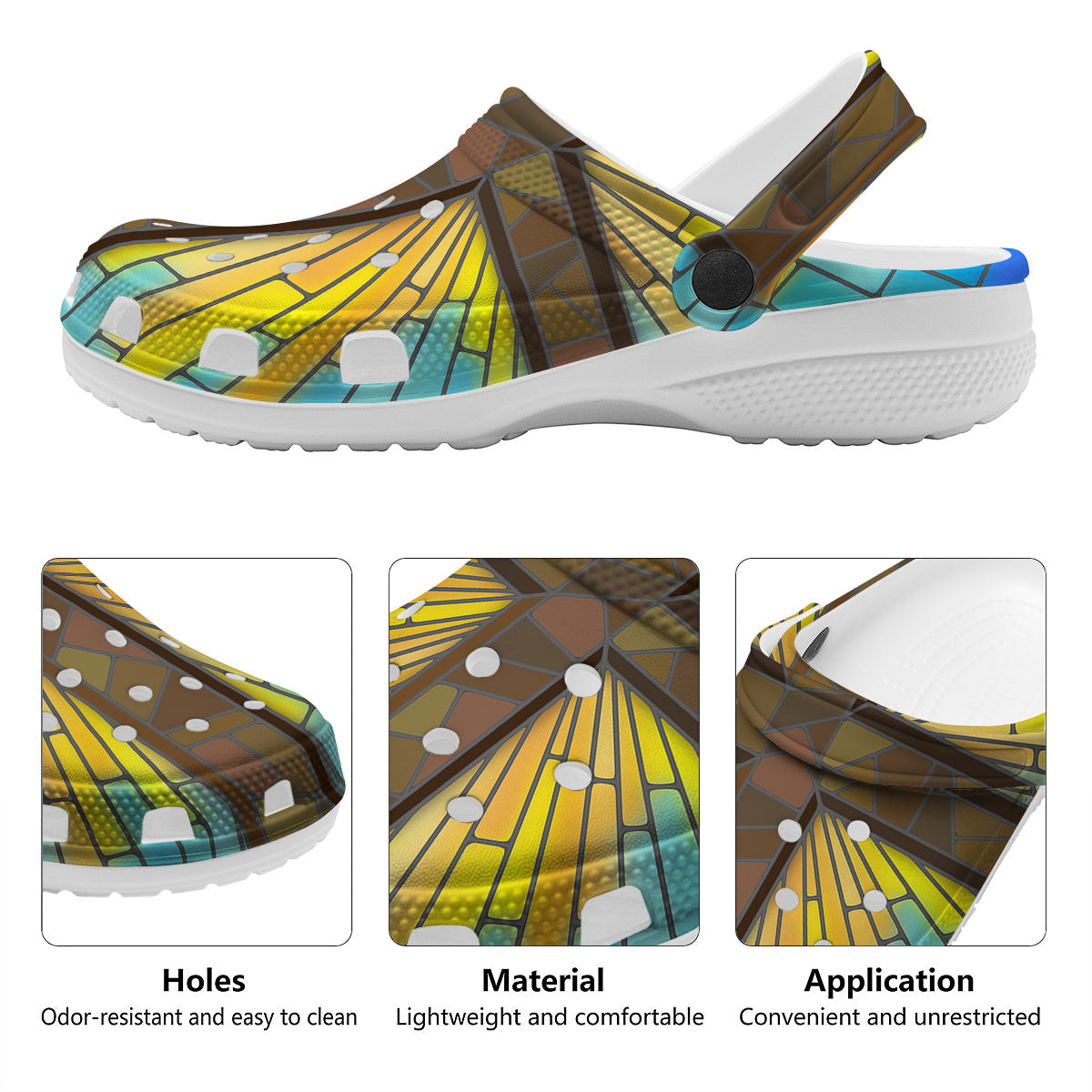 Glass Cross Blue Stained Print Clog-grizzshop