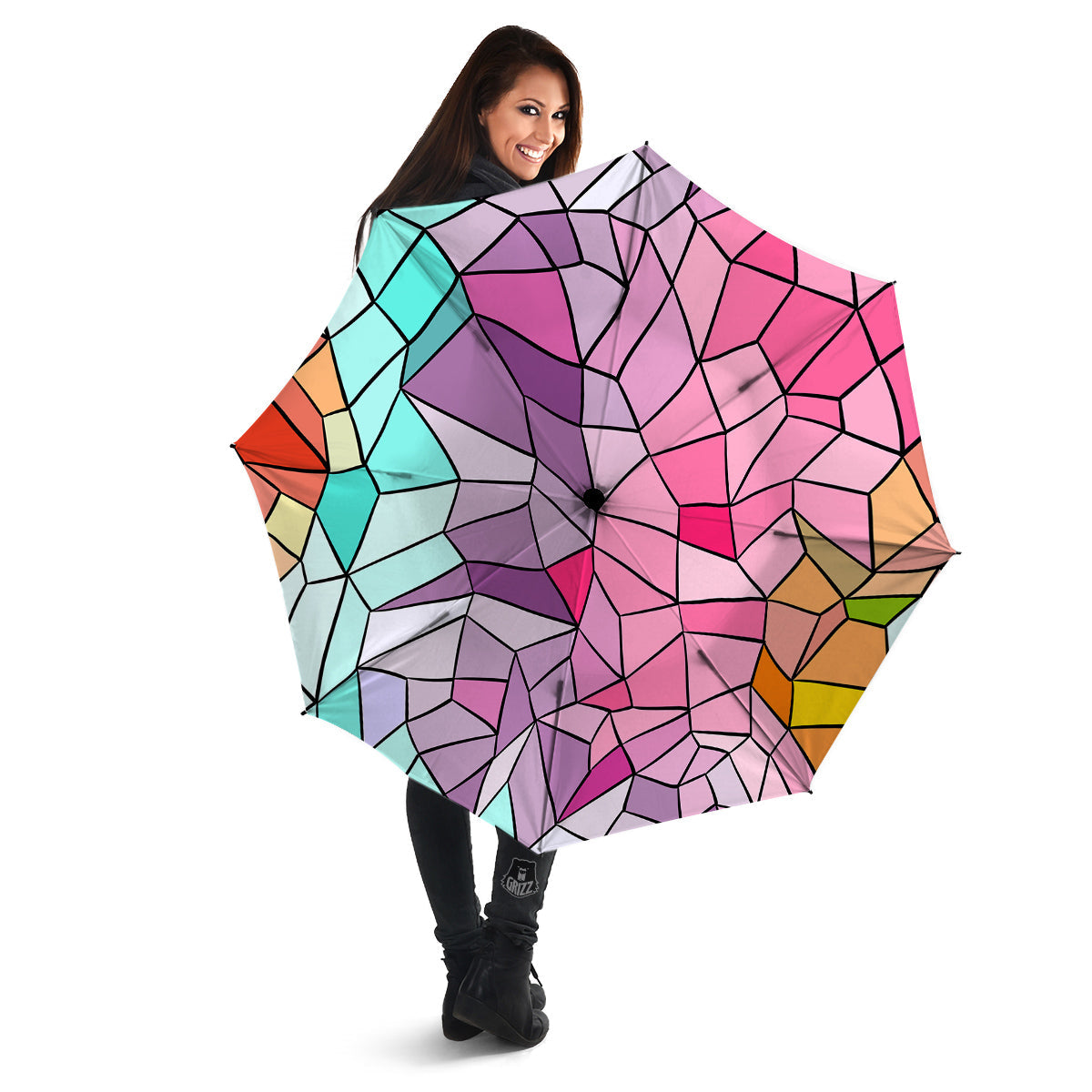 Glass Mosaic Colorful Stained Print Umbrella-grizzshop