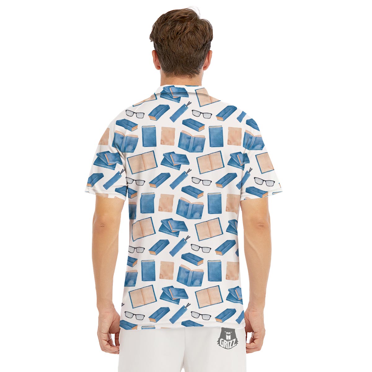 Glasses And Reading Books Print Pattern Men's Golf Shirts-grizzshop