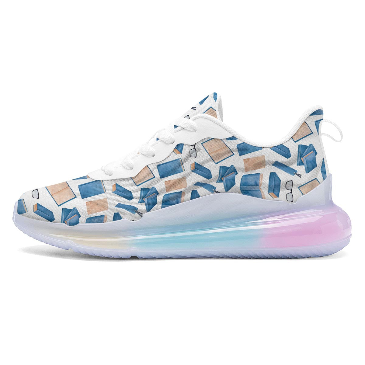 Glasses And Reading Books Print Pattern Running Sneakers-grizzshop