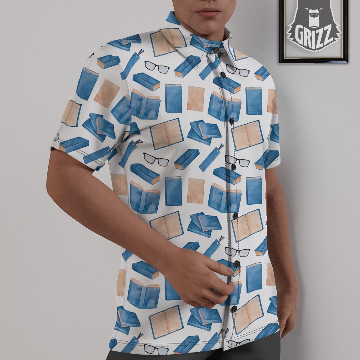Glasses And Reading Books Print Pattern Untucked Shirts-grizzshop