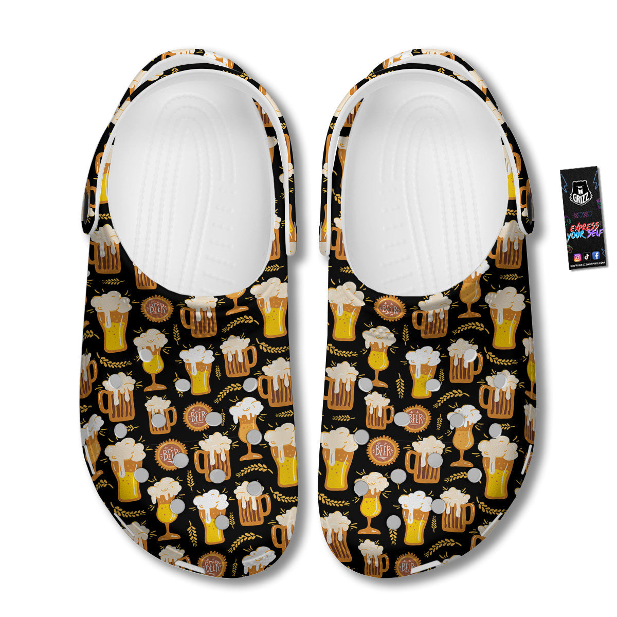 Glasses Of Beer Vintage Print Pattern Clog-grizzshop