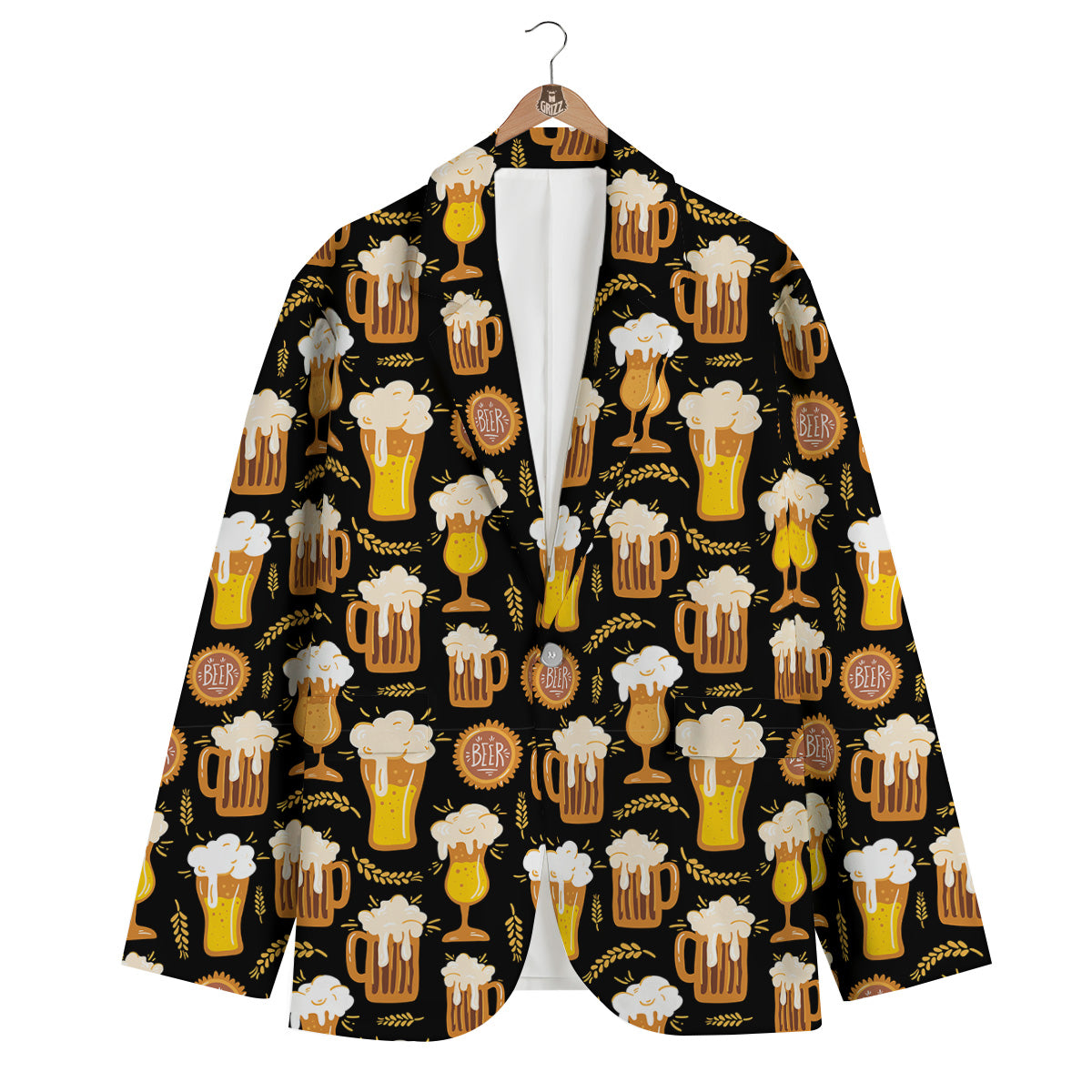 Glasses Of Beer Vintage Print Pattern Men's Blazer-grizzshop