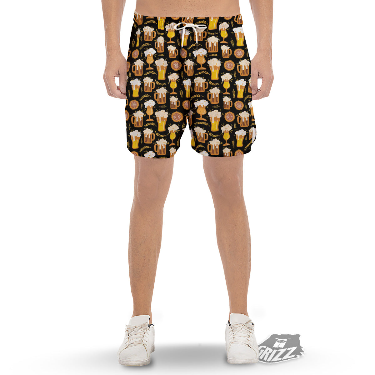 Glasses Of Beer Vintage Print Pattern Men's Gym Shorts-grizzshop