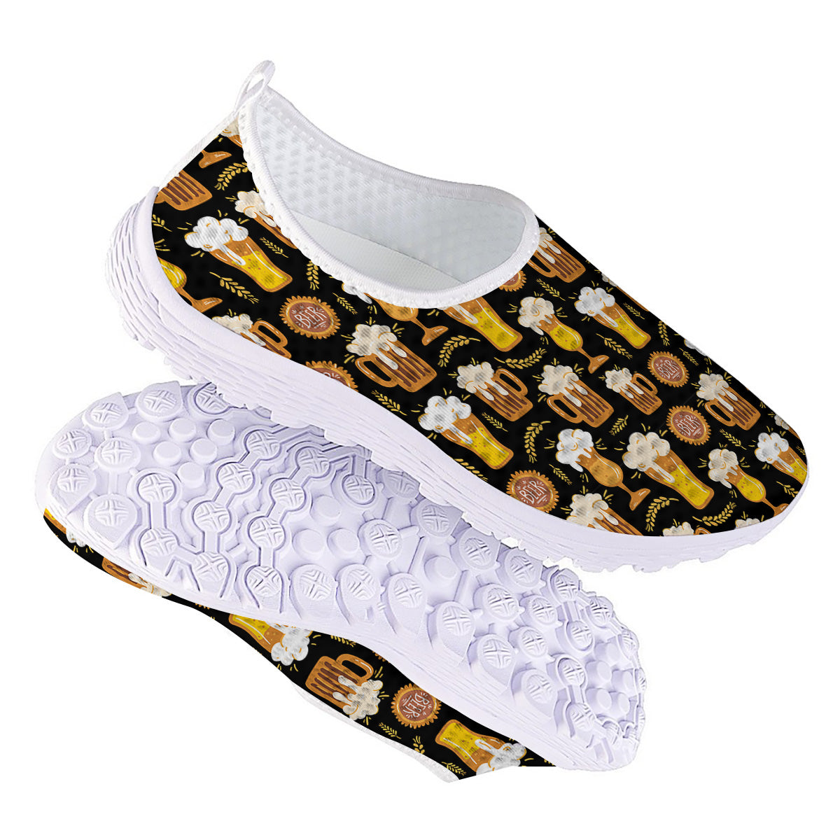 Glasses Of Beer Vintage Print Pattern Nurse Shoes-grizzshop