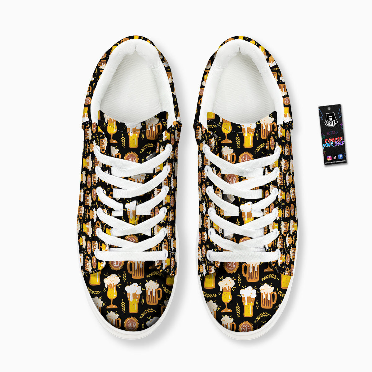 Glasses Of Beer Vintage Print Pattern Platform Shoes-grizzshop