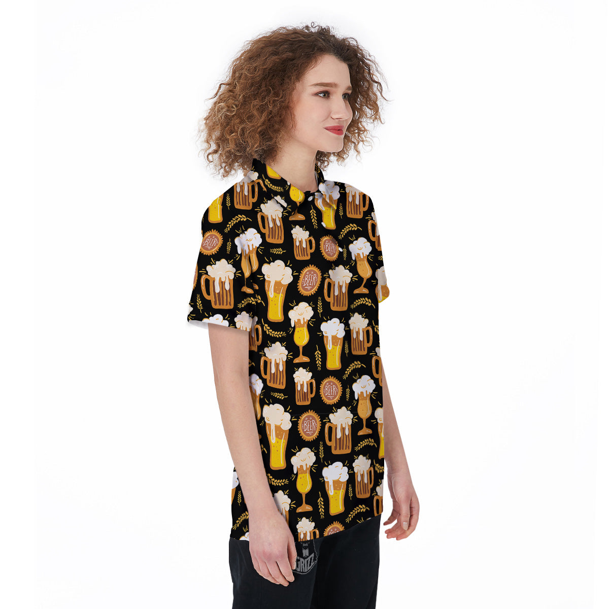 Glasses Of Beer Vintage Print Pattern Women's Golf Shirts-grizzshop