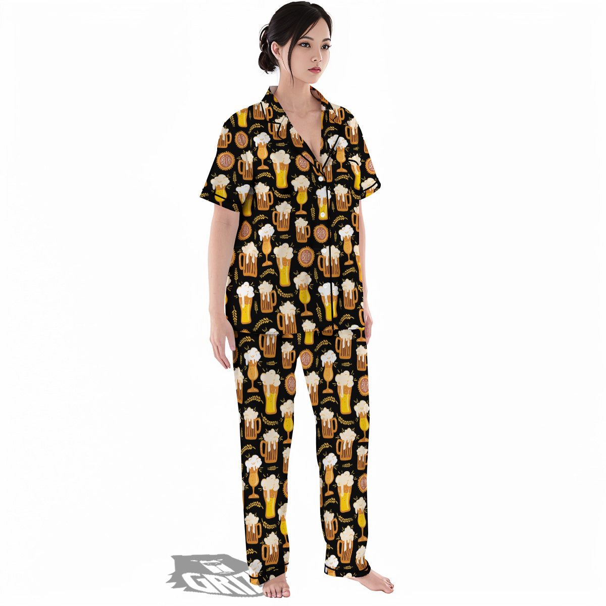Glasses Of Beer Vintage Print Pattern Women's Pajamas Set-grizzshop