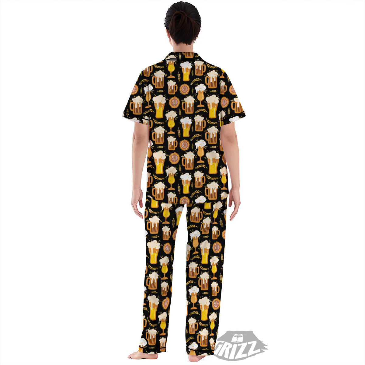 Glasses Of Beer Vintage Print Pattern Women's Pajamas Set-grizzshop