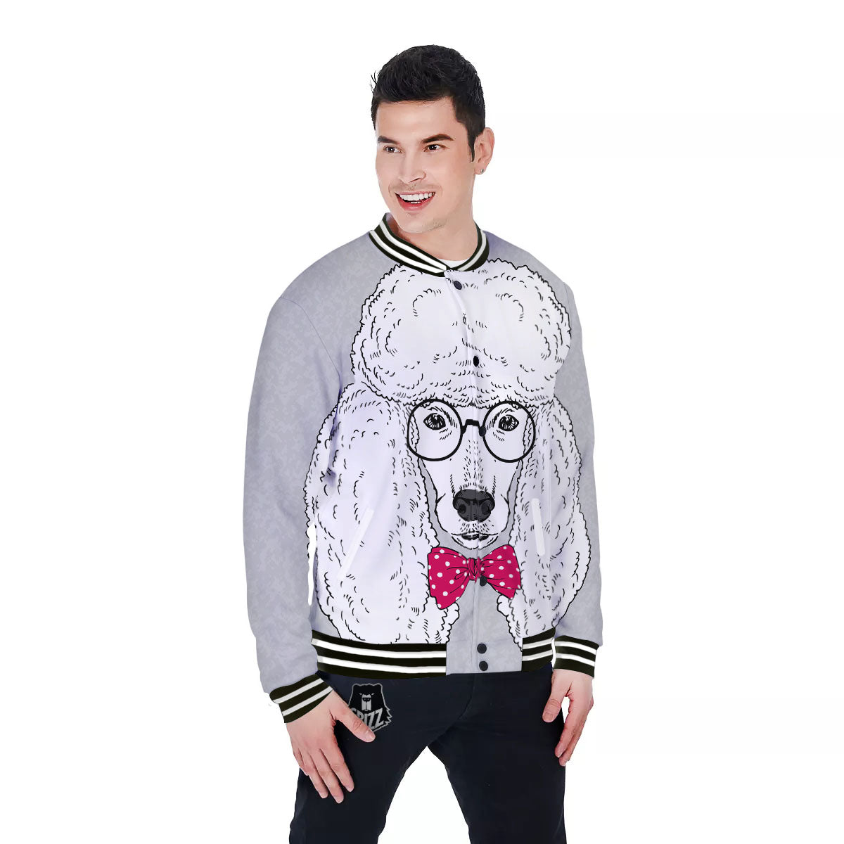 Glasses Poodle Print Baseball Jacket-grizzshop