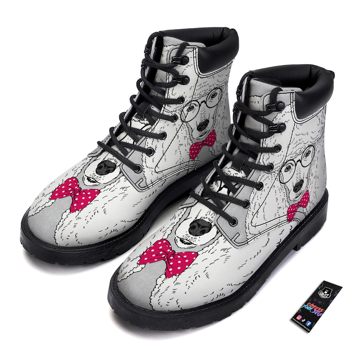 Glasses Poodle Print Boots-grizzshop