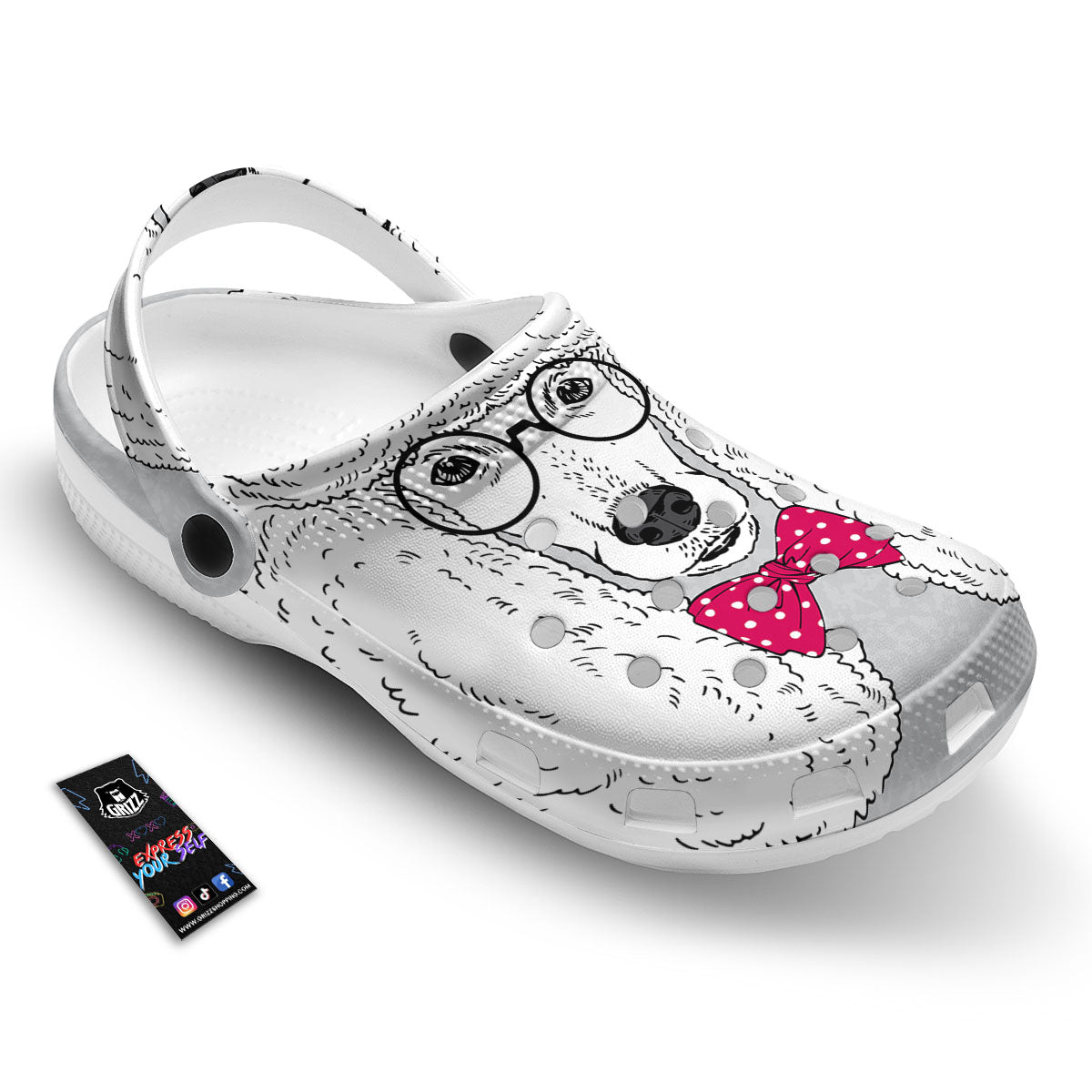 Glasses Poodle Print Clog-grizzshop