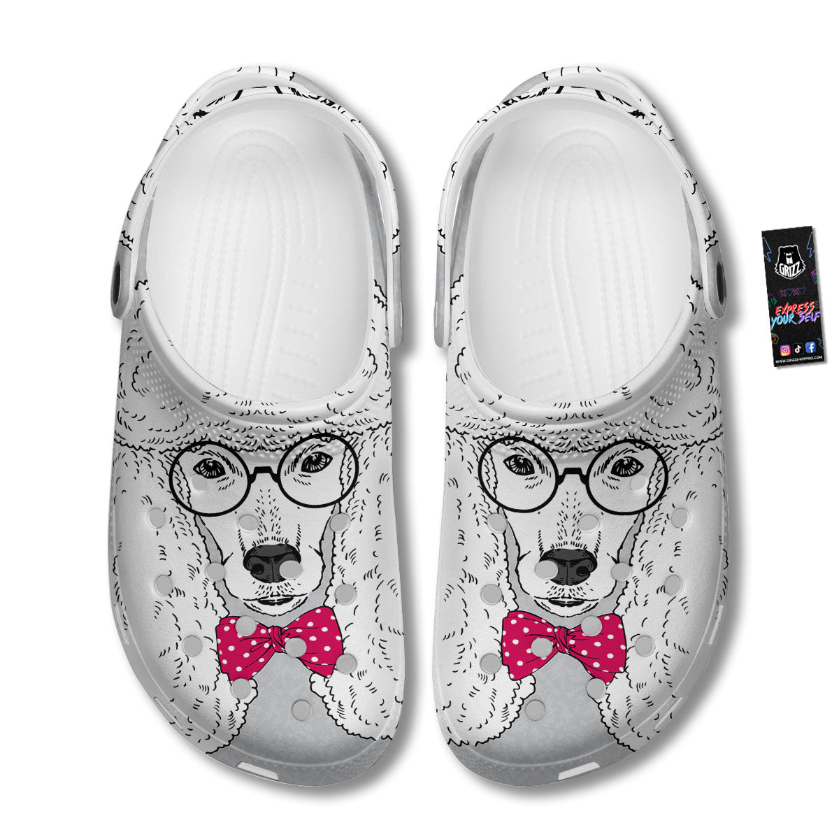 Glasses Poodle Print Clog-grizzshop