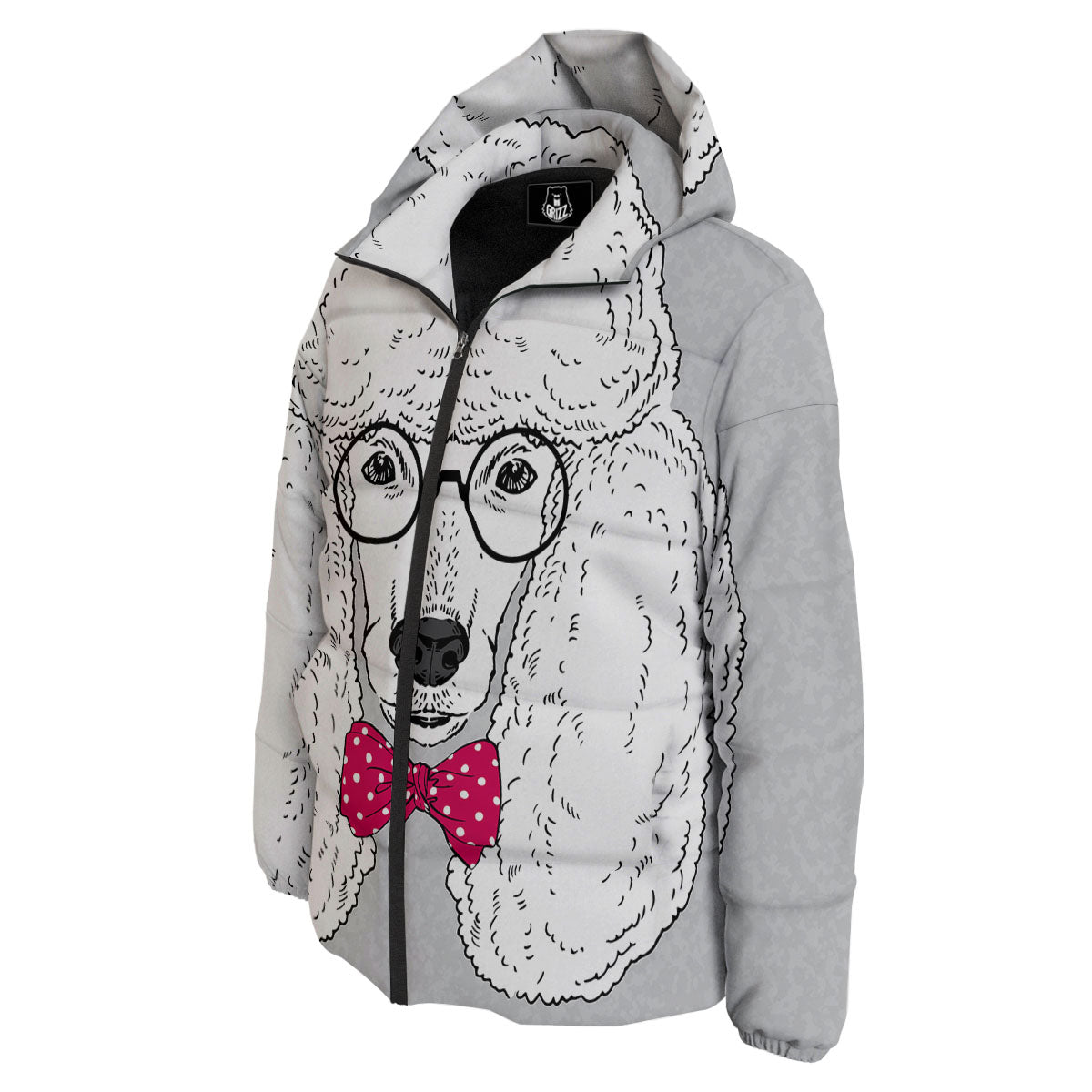 Glasses Poodle Print Down Jacket-grizzshop