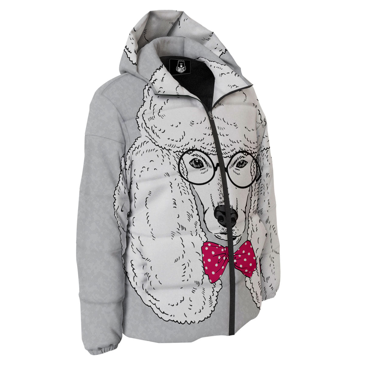 Glasses Poodle Print Down Jacket-grizzshop