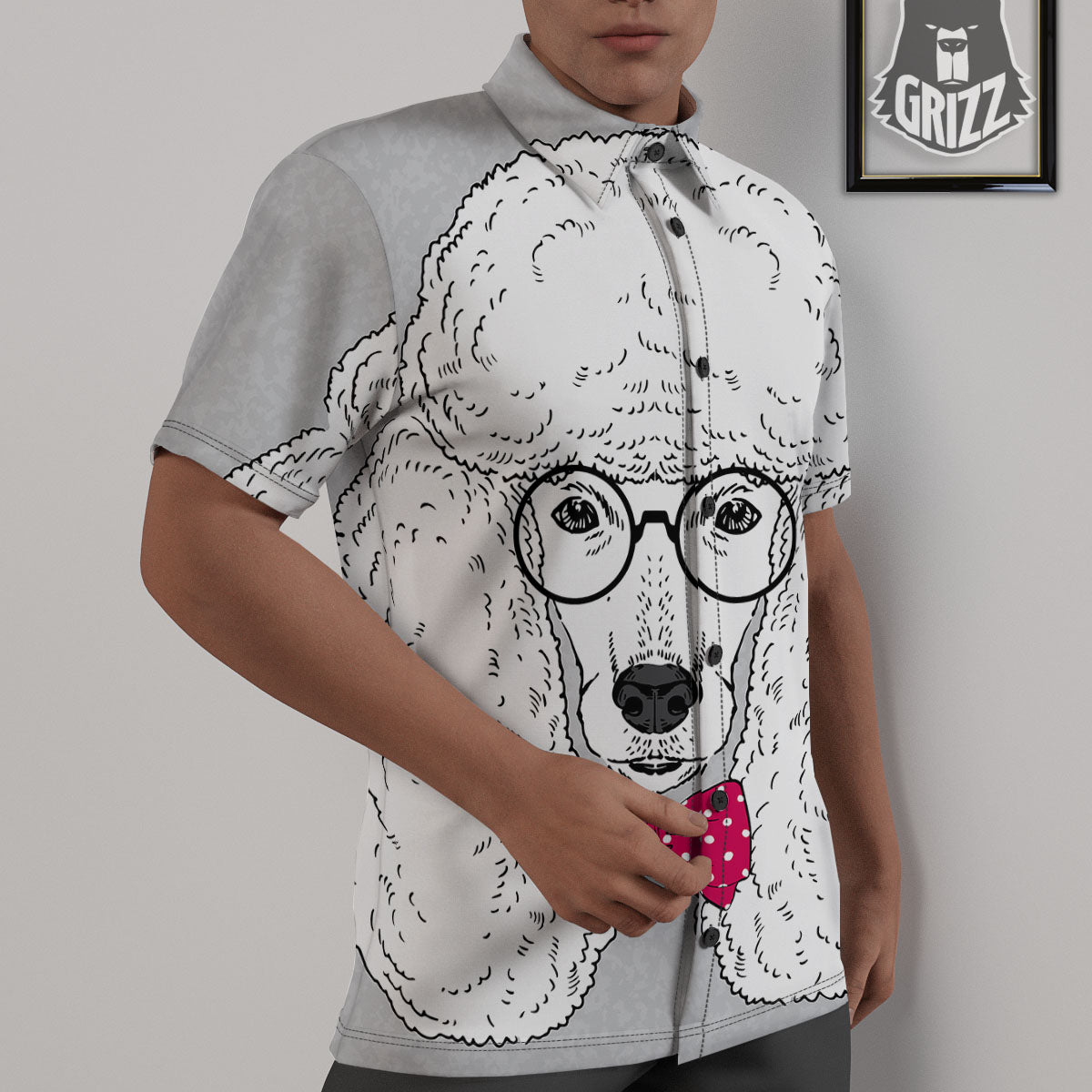 Glasses Poodle Print Untucked Shirts-grizzshop