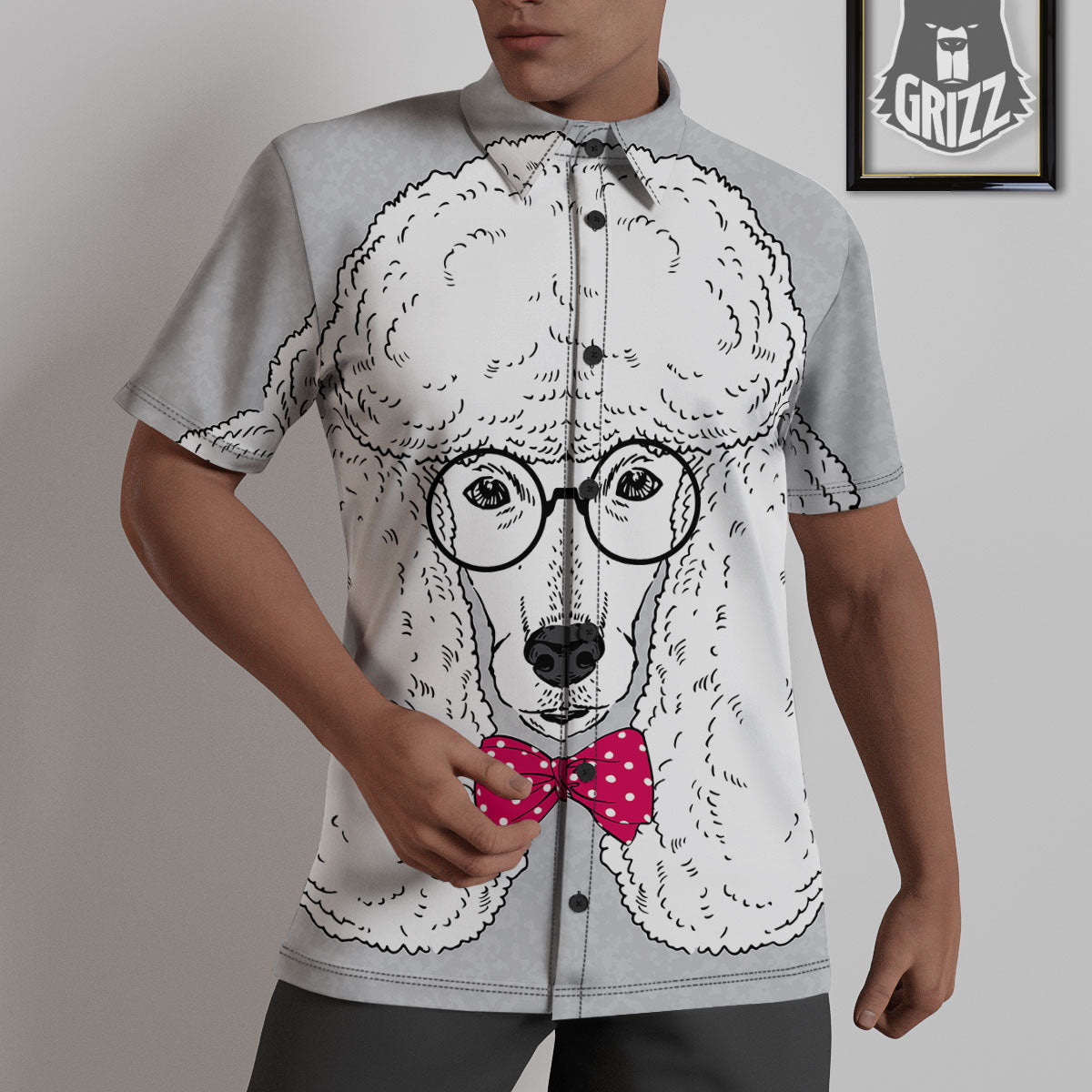 Glasses Poodle Print Untucked Shirts-grizzshop