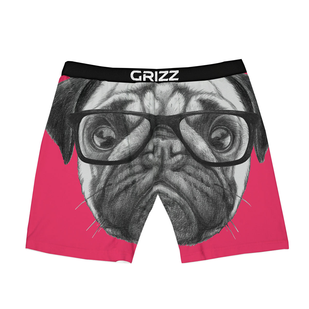 Glasses Pug Portrait Print Boxer Briefs-grizzshop